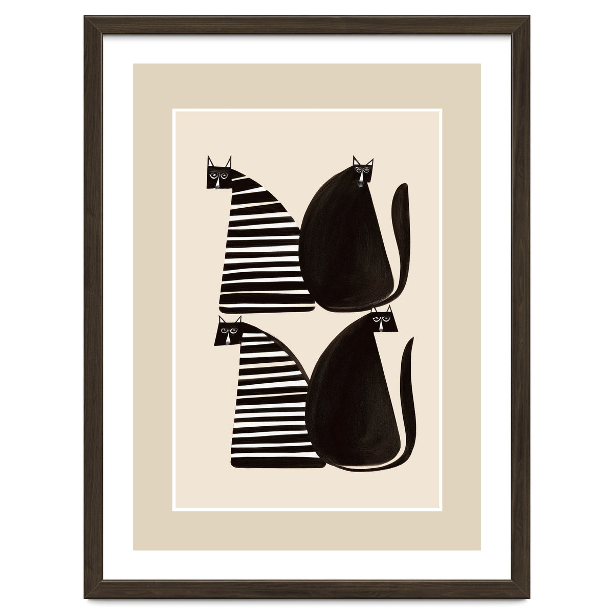 Minimalist Cats In Black And White