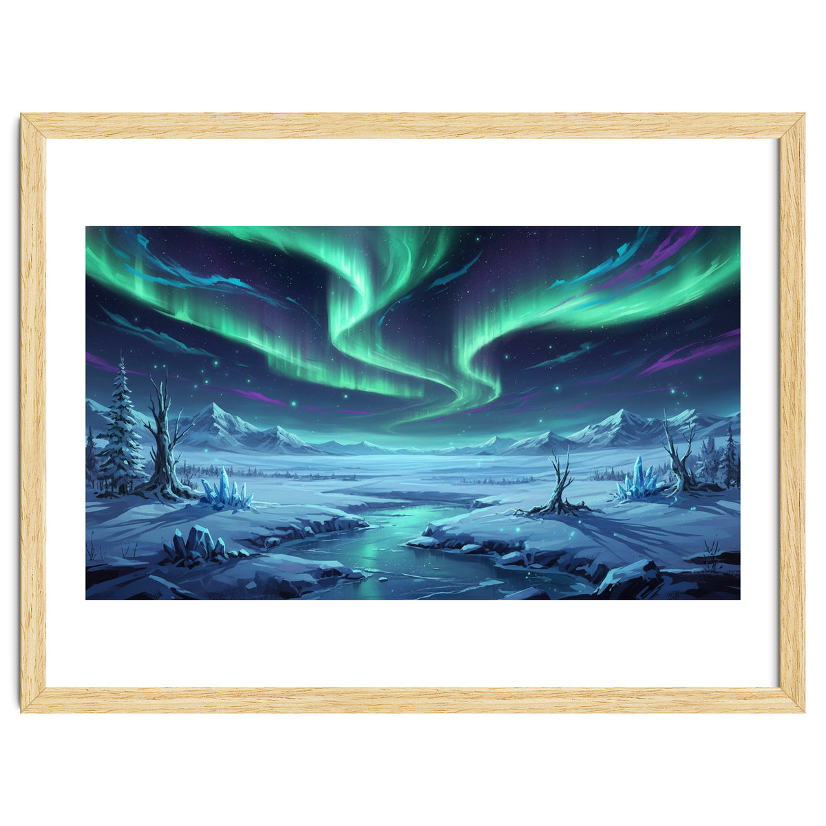 Arctic Glow: Northern Lights Winter Landscape