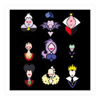 Disney Villains Cartoon Minimalist Faces (Print Only)