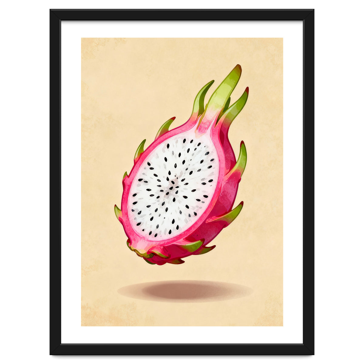 Dragonfruit, Watercolor Illustration, Tropical Pink Art