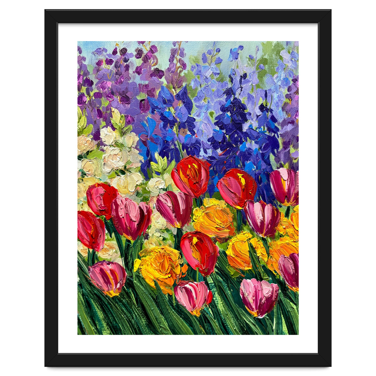 Vibrant Summer Tulip Garden Oil Painting