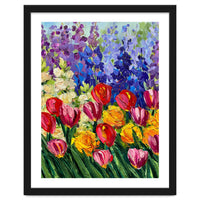Vibrant Summer Tulip Garden Oil Painting
