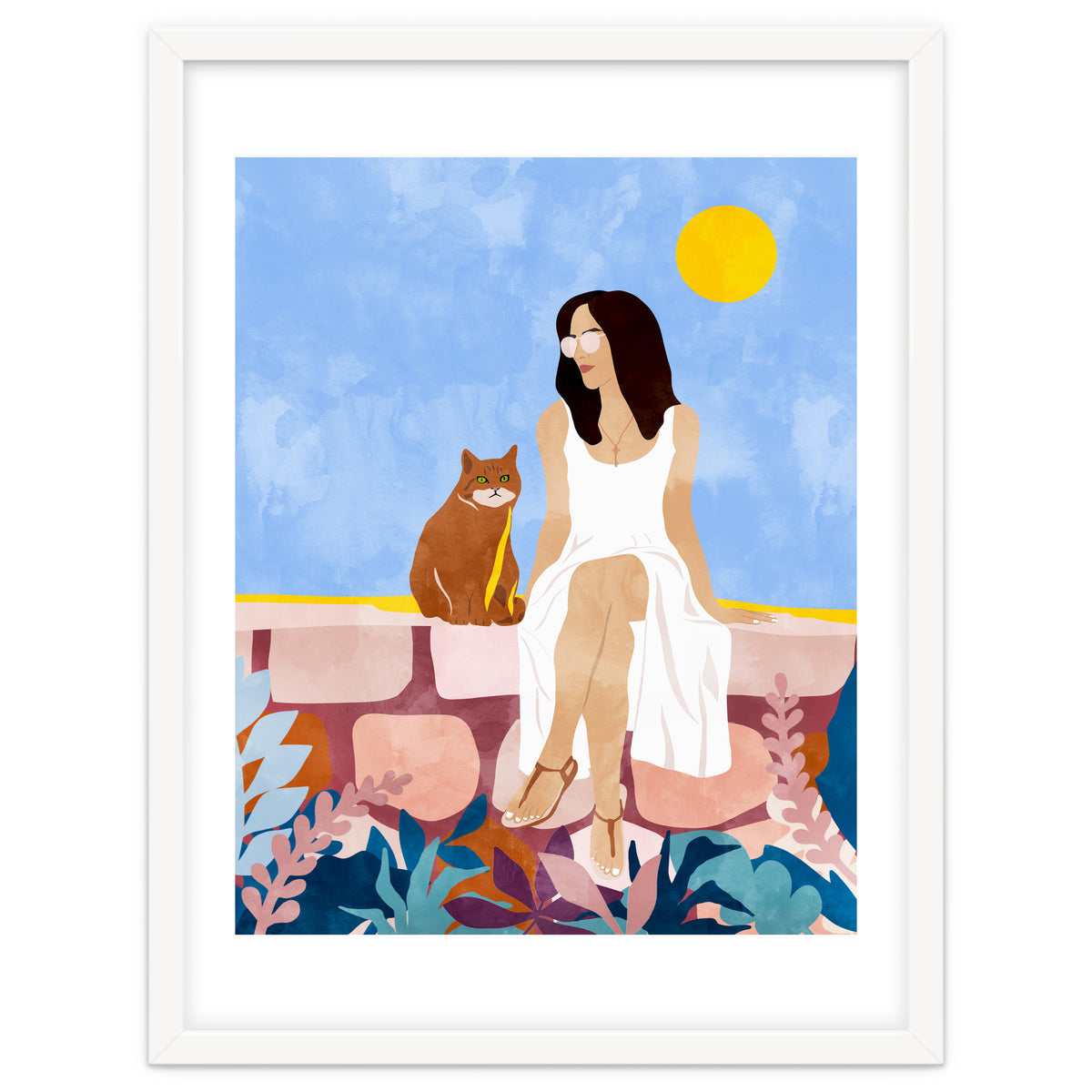 Butterscotch, Cats Pets Cat Mom Watercolor Painting, Pet Parent Animals Quirky Bohemian