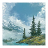 Ethereal Alpine River Valley with Snow-Capped Mountains (Print Only) thumbnail
