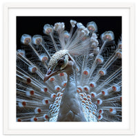 Albino Peacock Displaying White Feathers