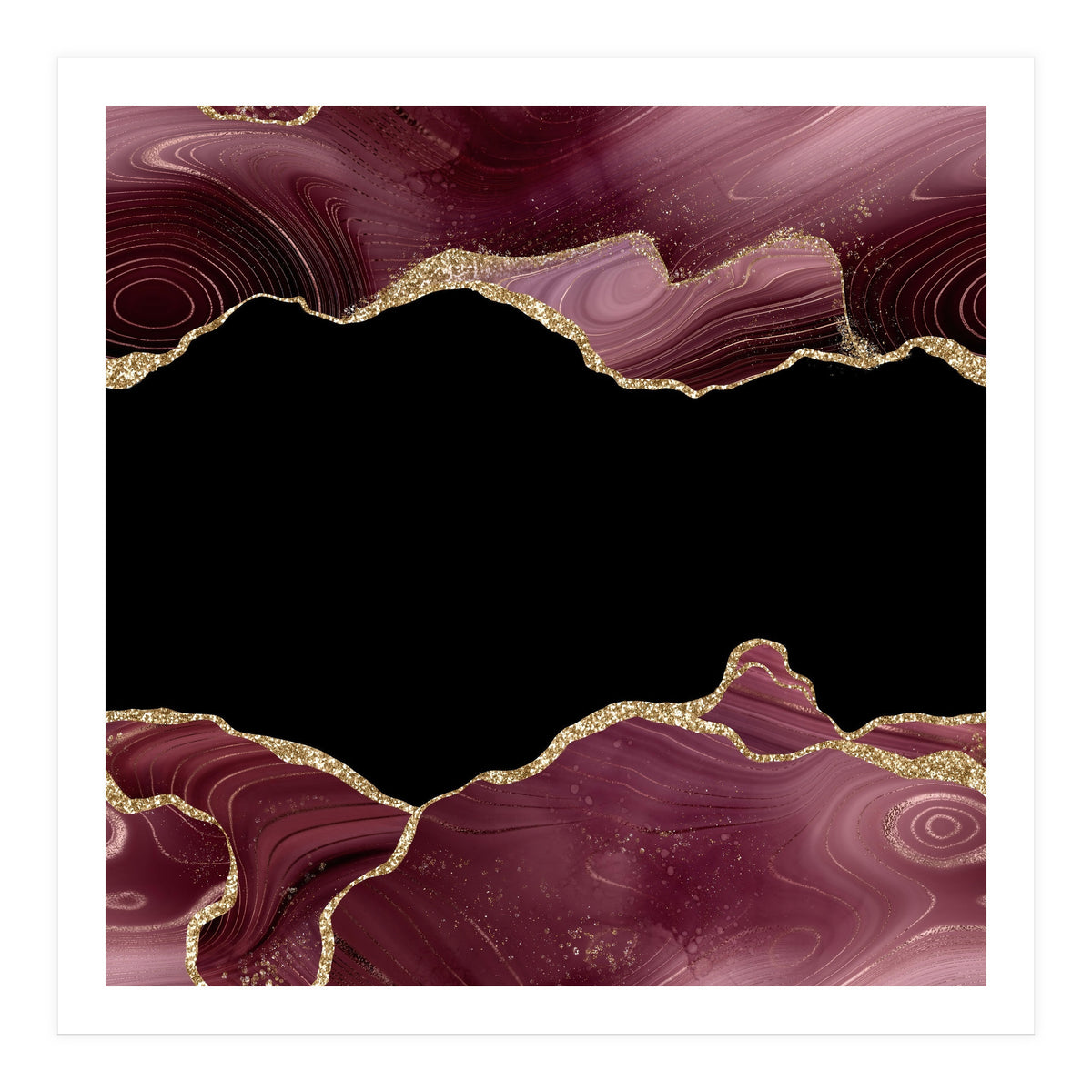 Burgundy & Gold Glitter Agate Texture 04 (Print Only)