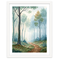 Ethereal Misty Forest Watercolor Art Print
