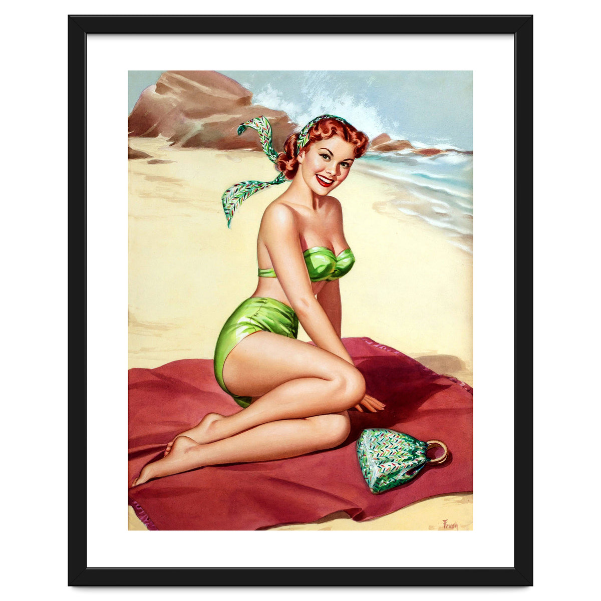 Smiling Pinup Sexy Girl On The Beach