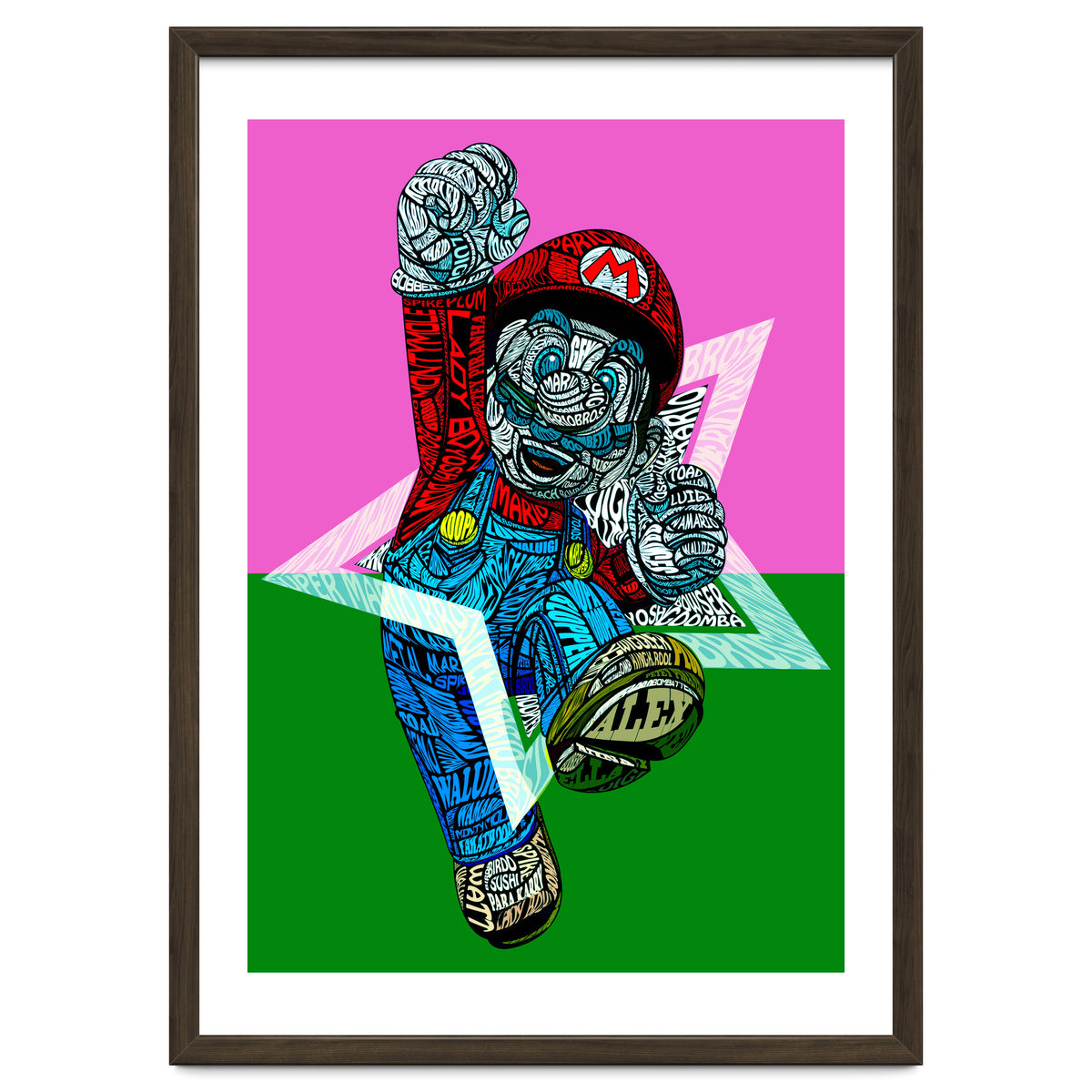 Mario Bross Typo Style Cartoon Pop Art