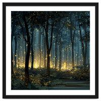 Enchanted Midnight Forest with Glowing Fireflies