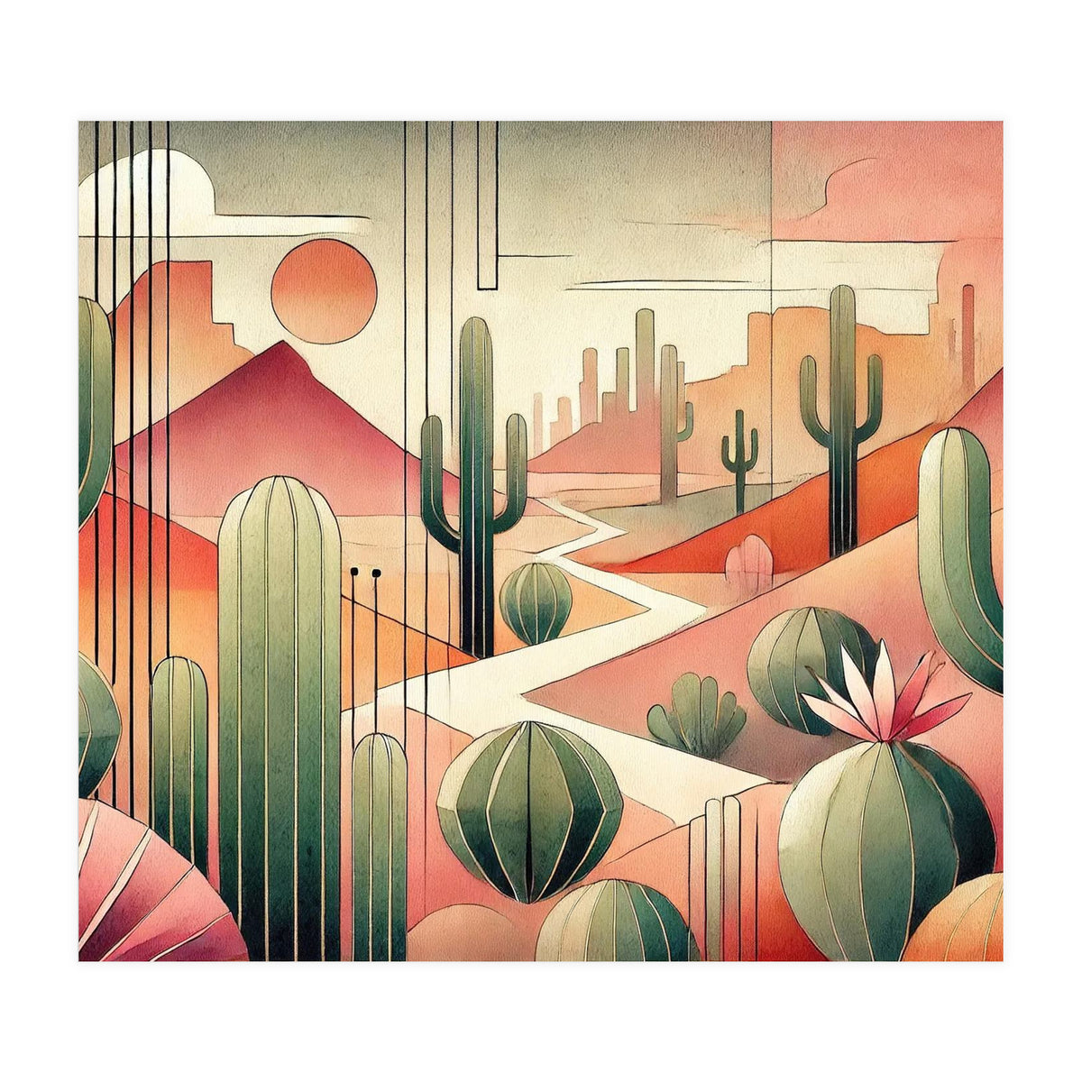 Art Deco Desert Cacti (Print Only)
