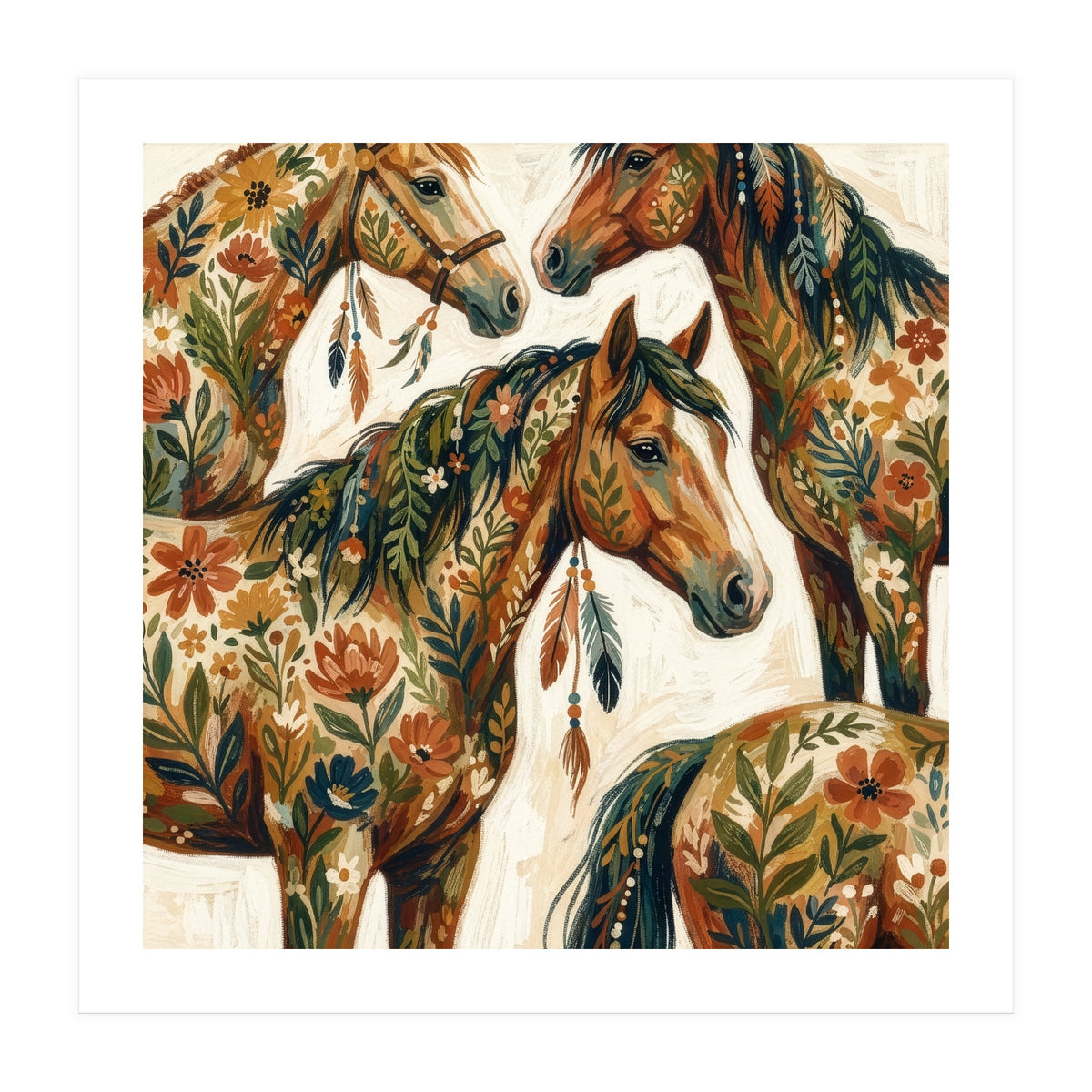 Rustic Horse Blossoms (Print Only)