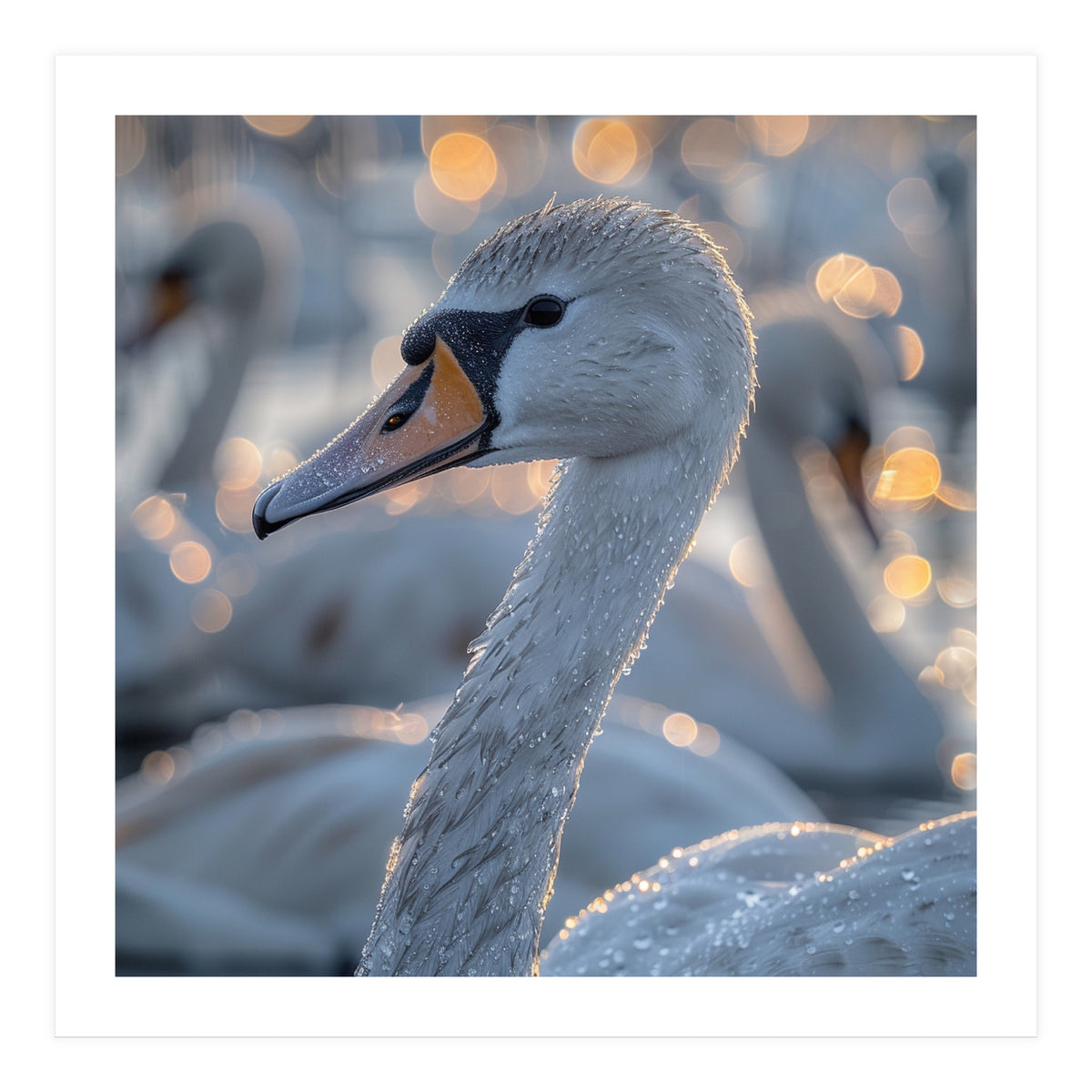 Majestic Swan Close Up With Water Droplets (Print Only)