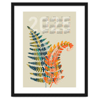 Calendar 2025 colorful fern leaves