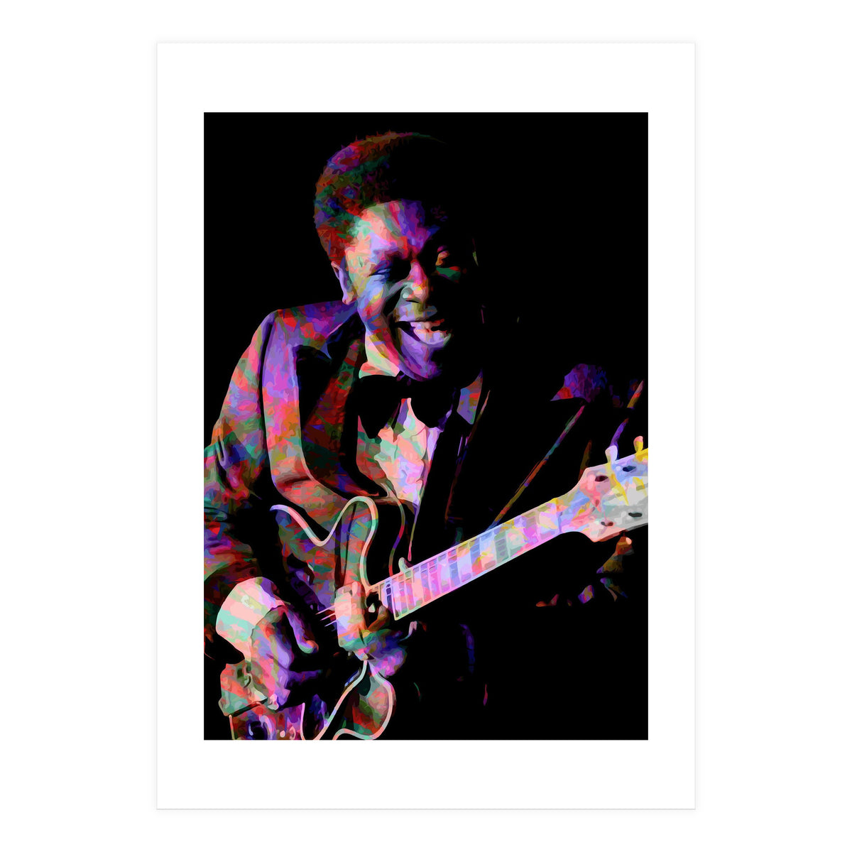BB King. King Blues Guitarist. Blues Musician Legend Colorful (Print Only)