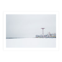 Amusement park in the winter seascape (Print Only)