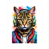 Cat In Headphones music (Print Only)