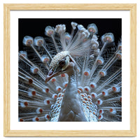 Albino Peacock Displaying White Feathers