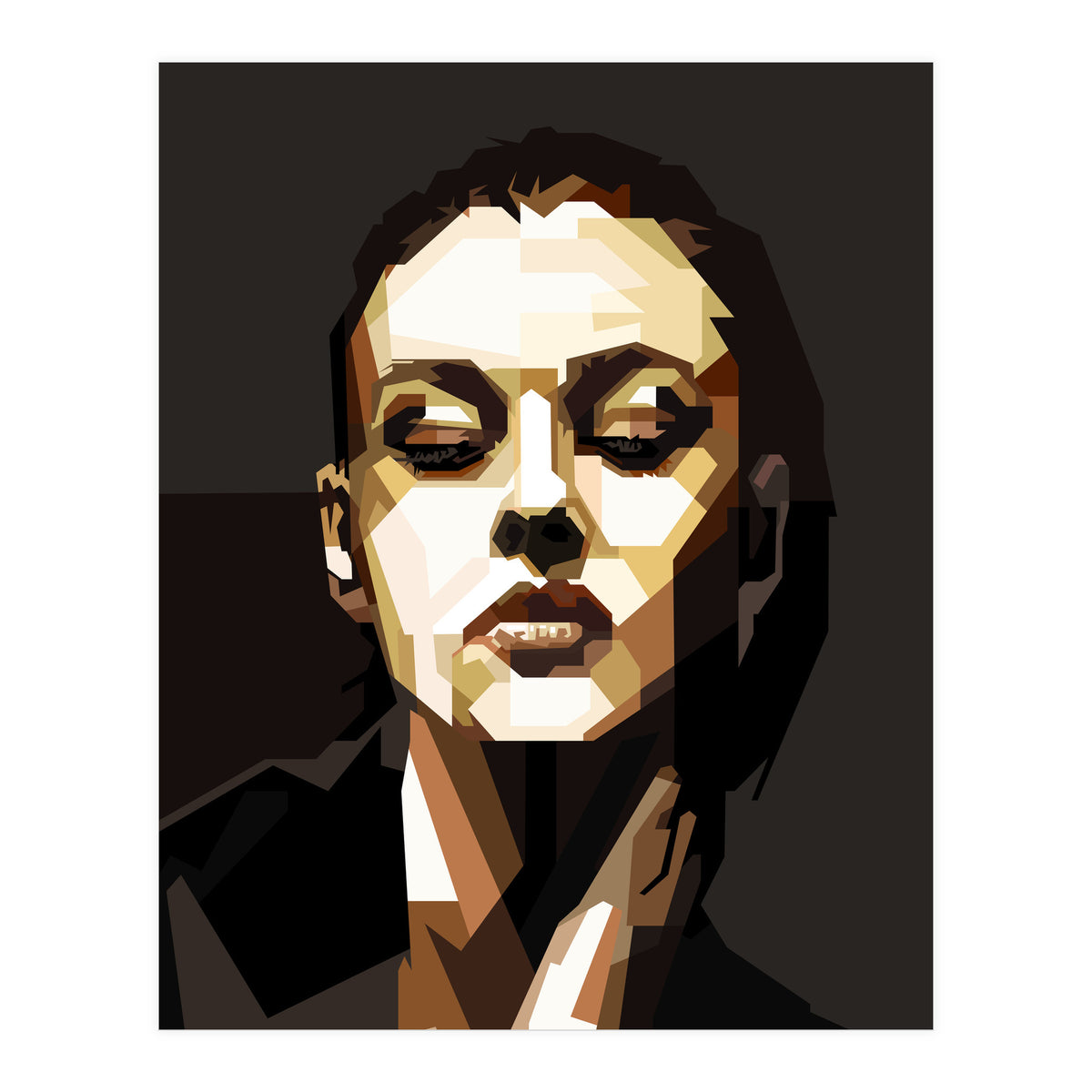 Monica Bellucci Hollywood Actress Retro Style Geometric Illustration (Print Only)