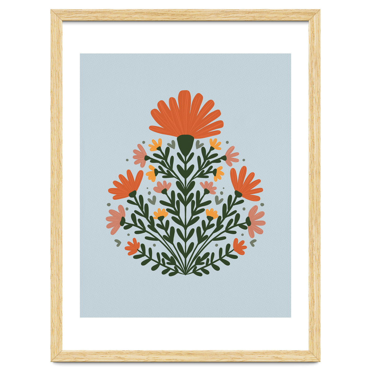 Symmetrical floral bouquet - orange and green
