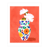 The Flowerpot, Floral Nature Watercolor Painting, Eclectic Bohemian Blossom Plants, Maximalism Contemporary Boho (Print Only) thumbnail