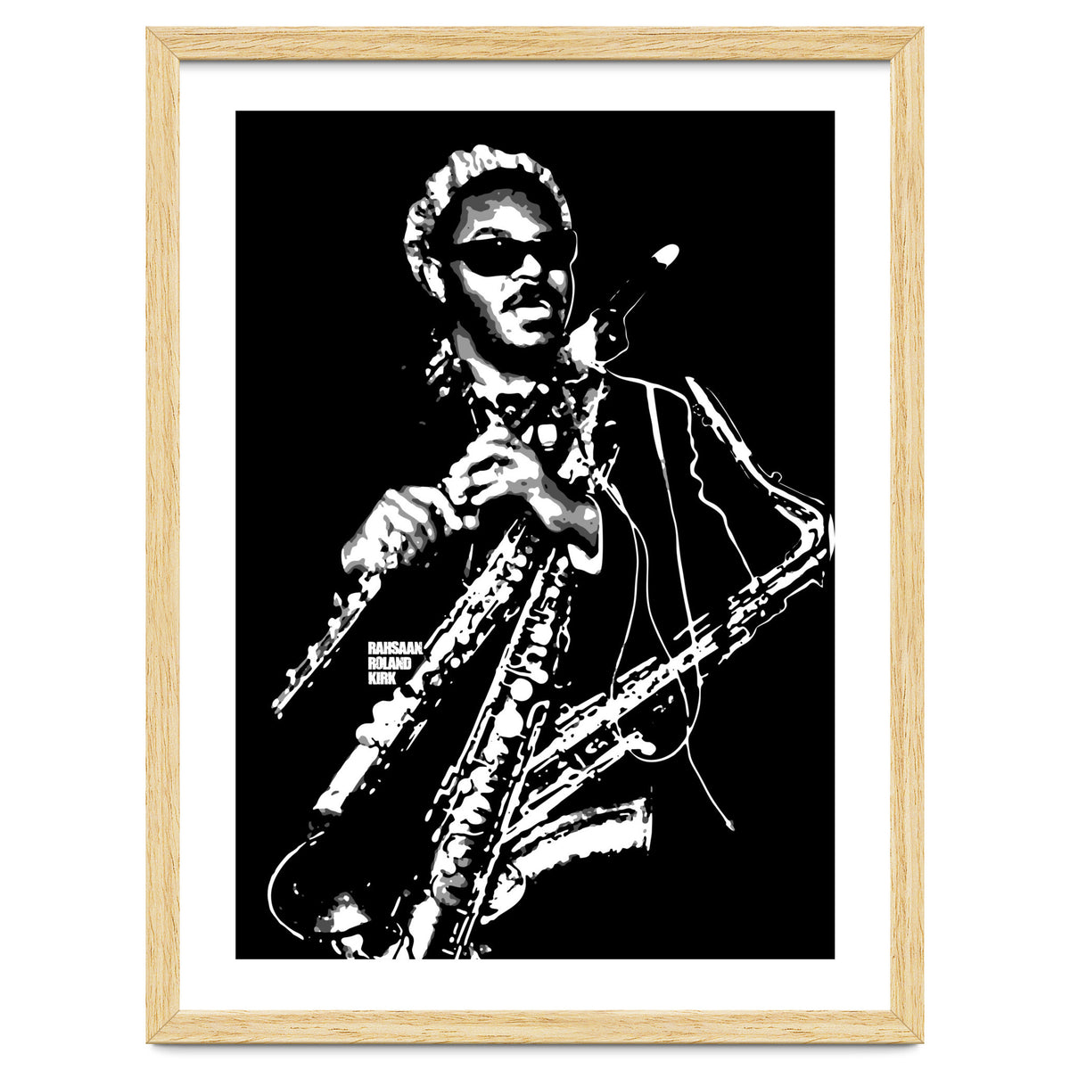 Rahsaan Roland Kirk American Jazz Multi-Instrumentalist in Grayscale