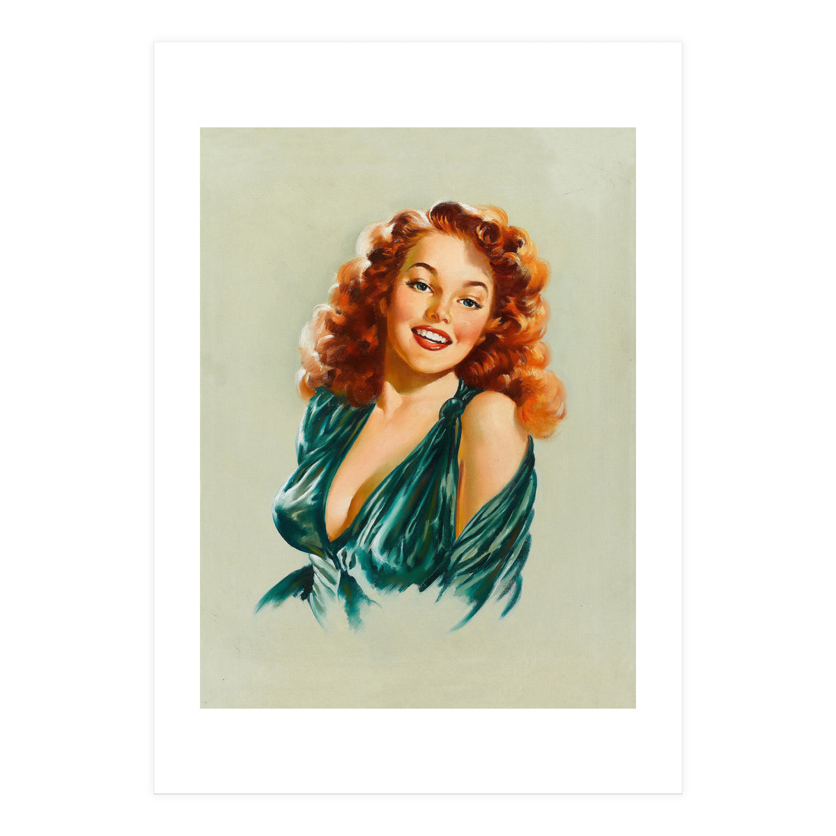 Portrait Of A Redhead Pinup Woman (Print Only)