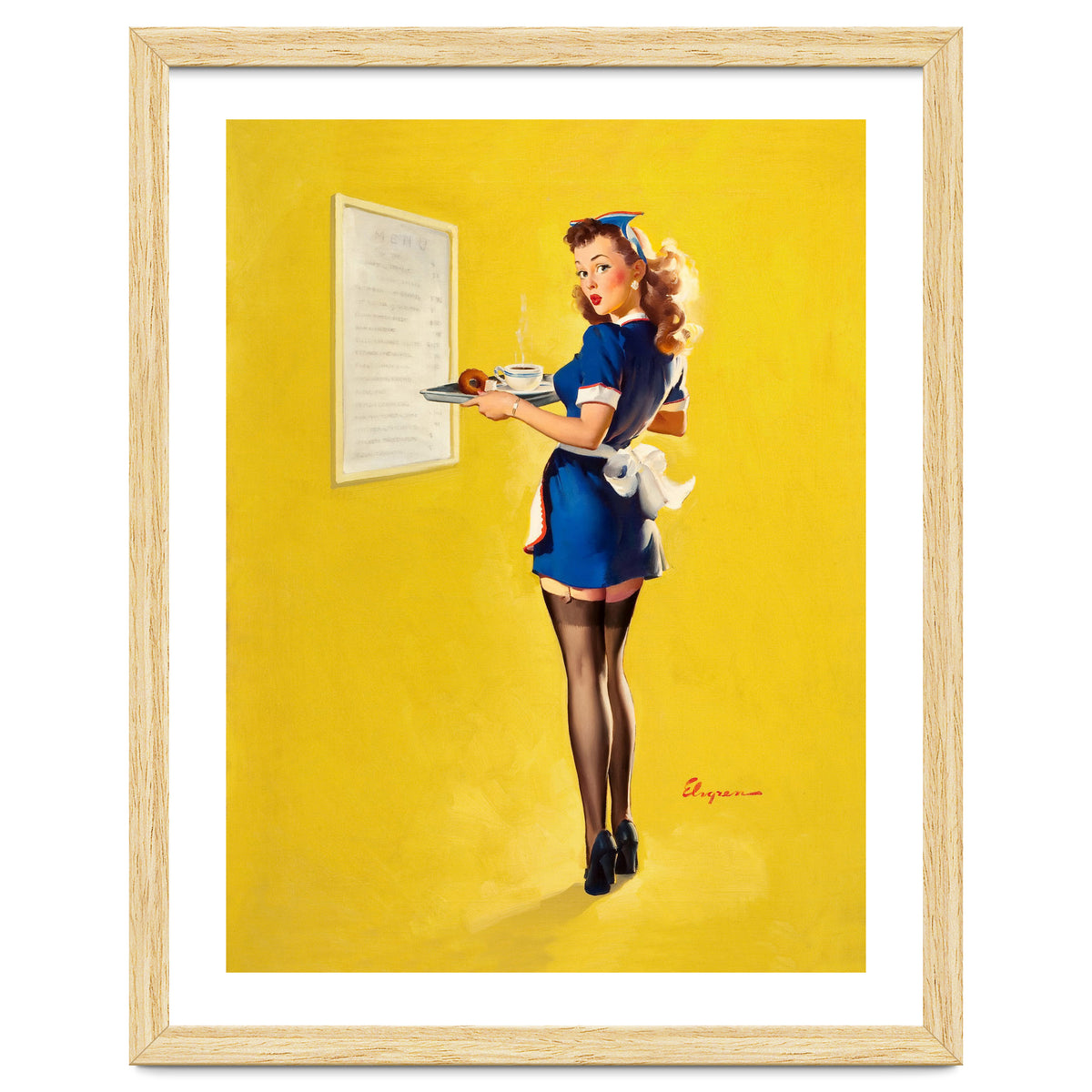 Pinup Sexy Waitress Looking Back