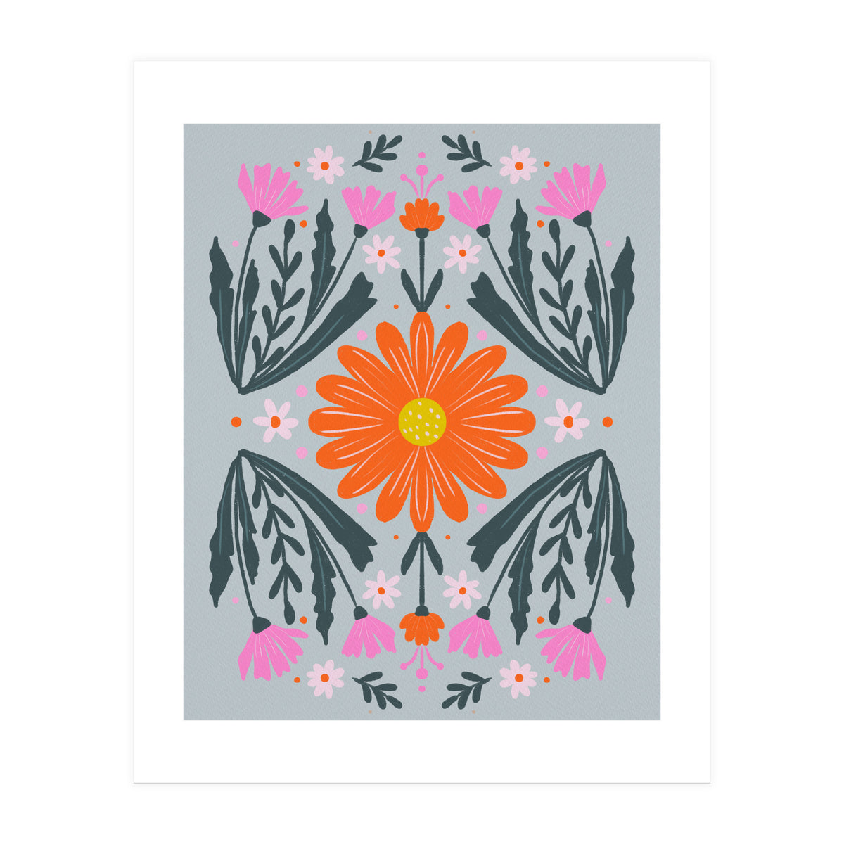 Orange Flower with pink buds (Print Only)