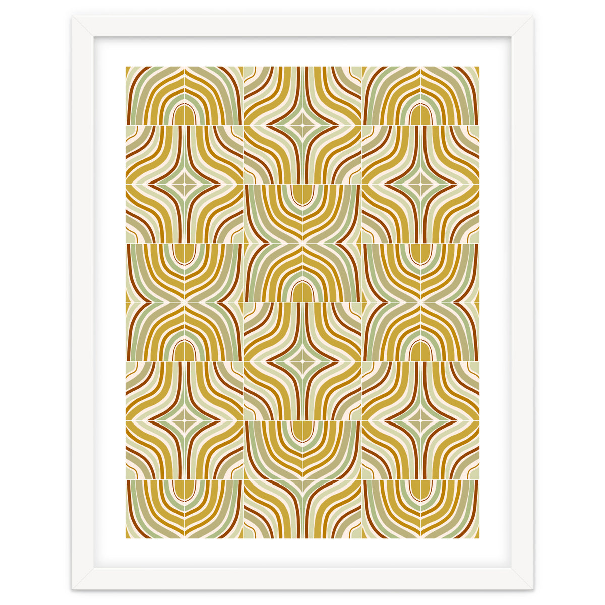 Ochre Retro Marbled Tiles
