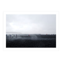 Tourists on the black sand beach - Iceland  (Print Only)