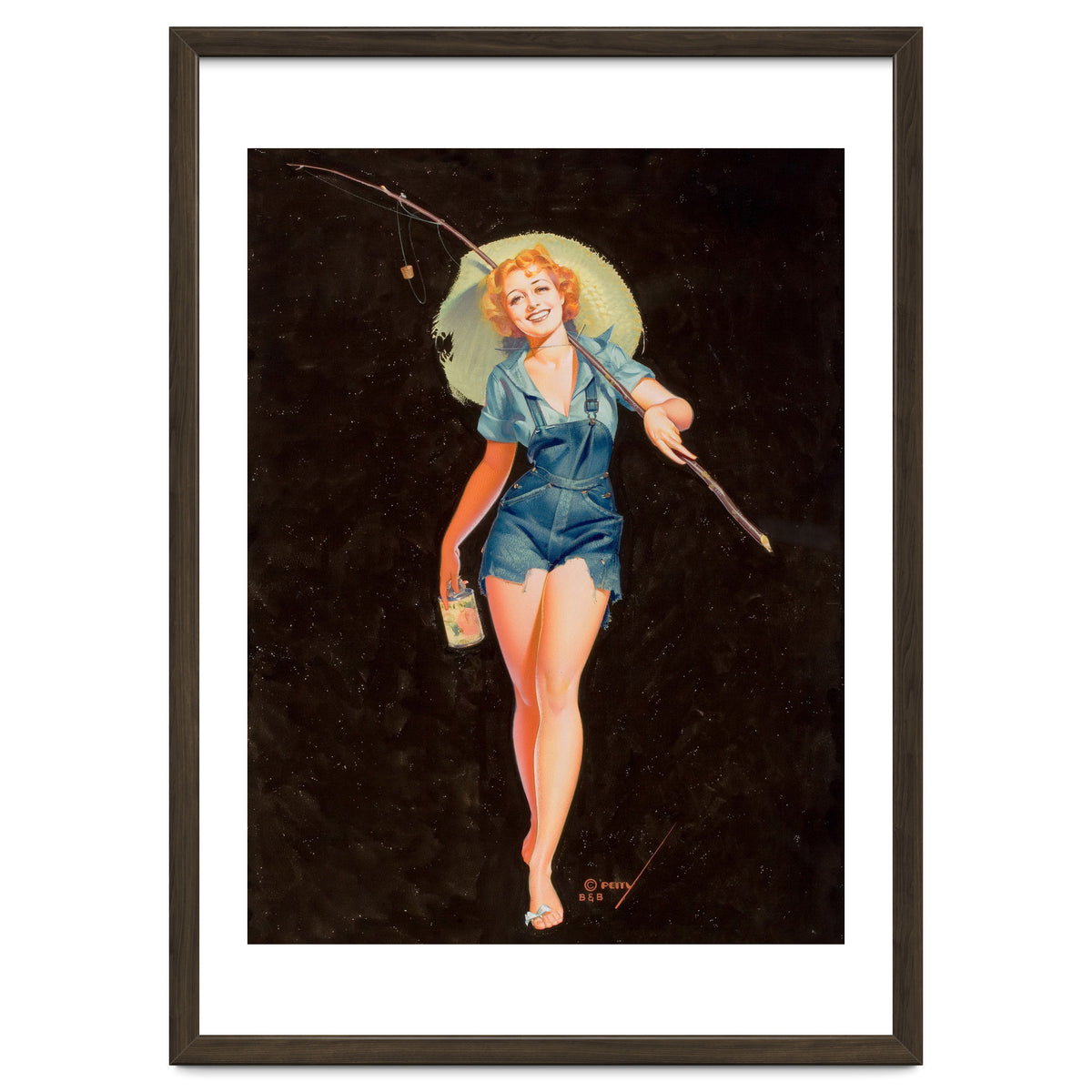Happy Pinup Girl With A Fishing Stick