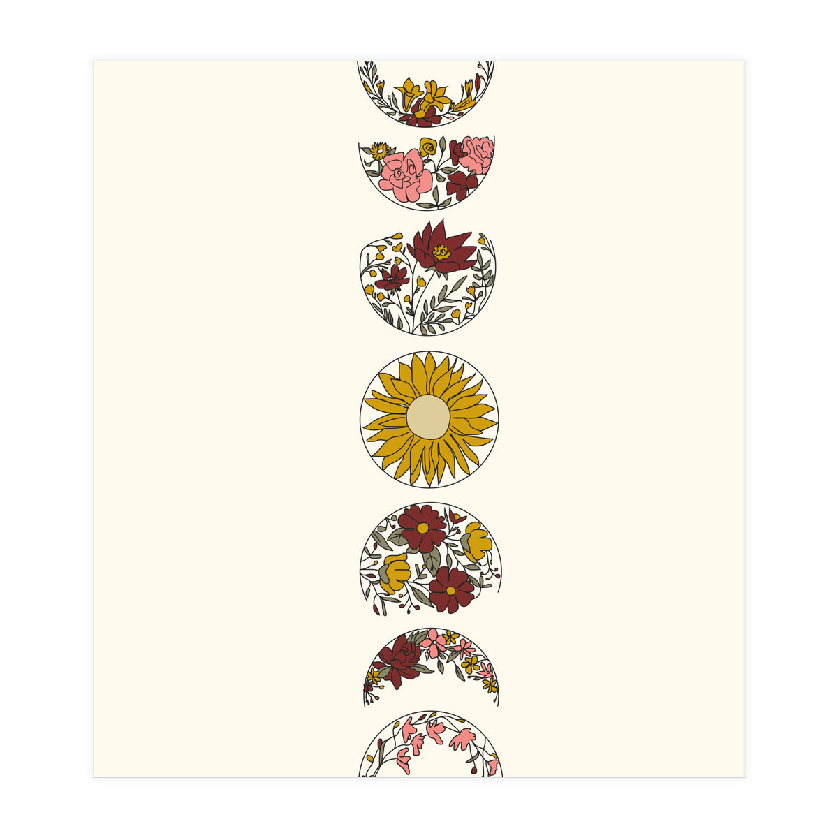 Floral Phases Of The Moon (Print Only)