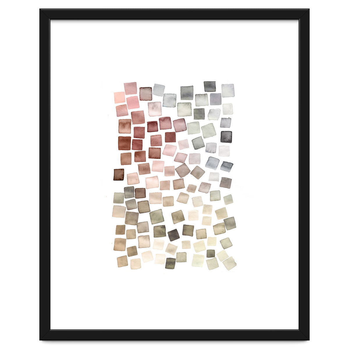 Watercolor Geometric Square Shapes Red