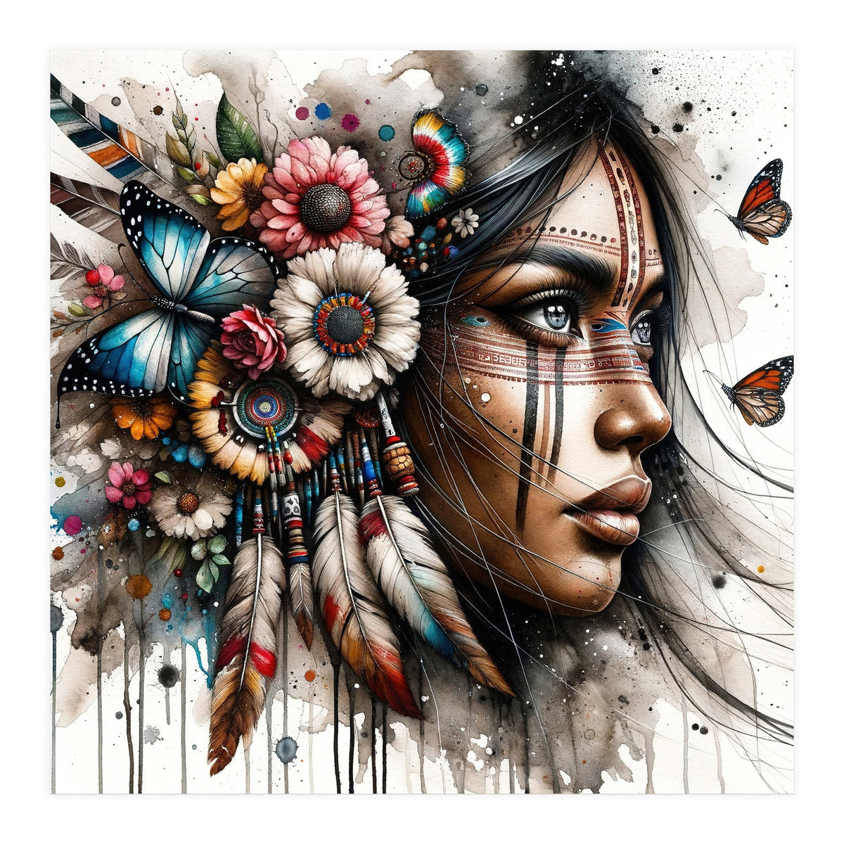 Watercolor Native American Woman #2 (Print Only)