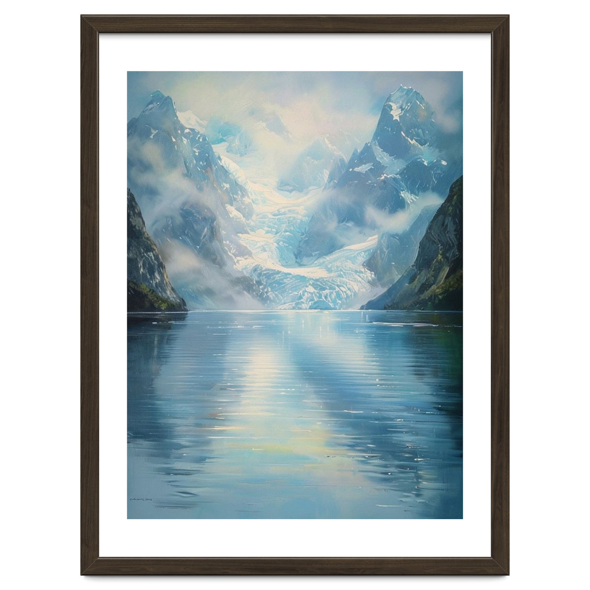 Ethereal Descent: The Glimmering Silence of the Ancient Glacial Fjord
