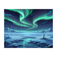 Arctic Glow: Northern Lights Winter Landscape (Print Only)