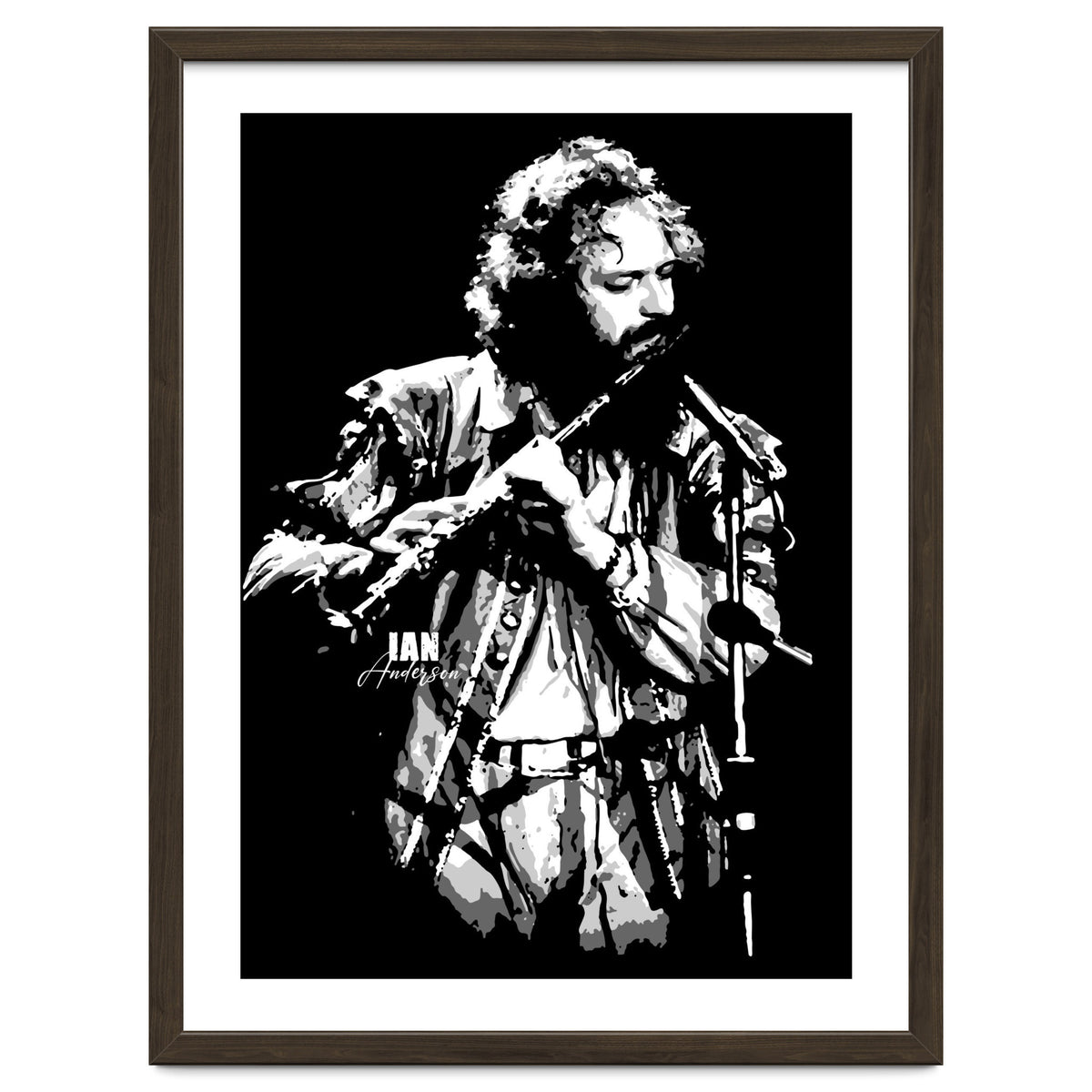 Ian Anderson Rock Music Legend in Grayscale 2
