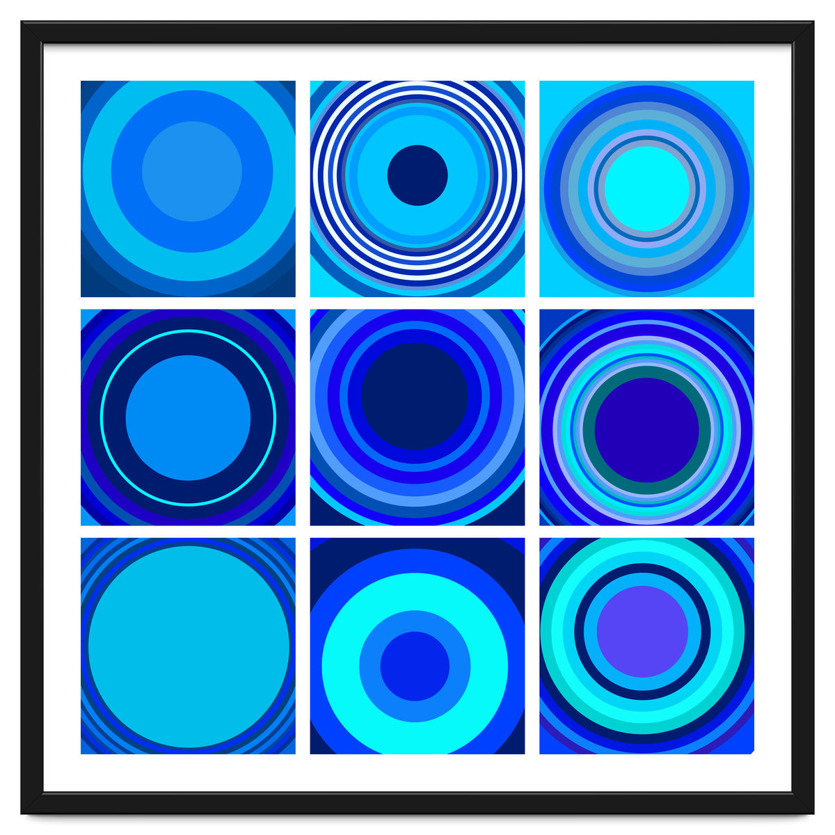 Circles & Rectangles Alt Blue 3 X 3: 3