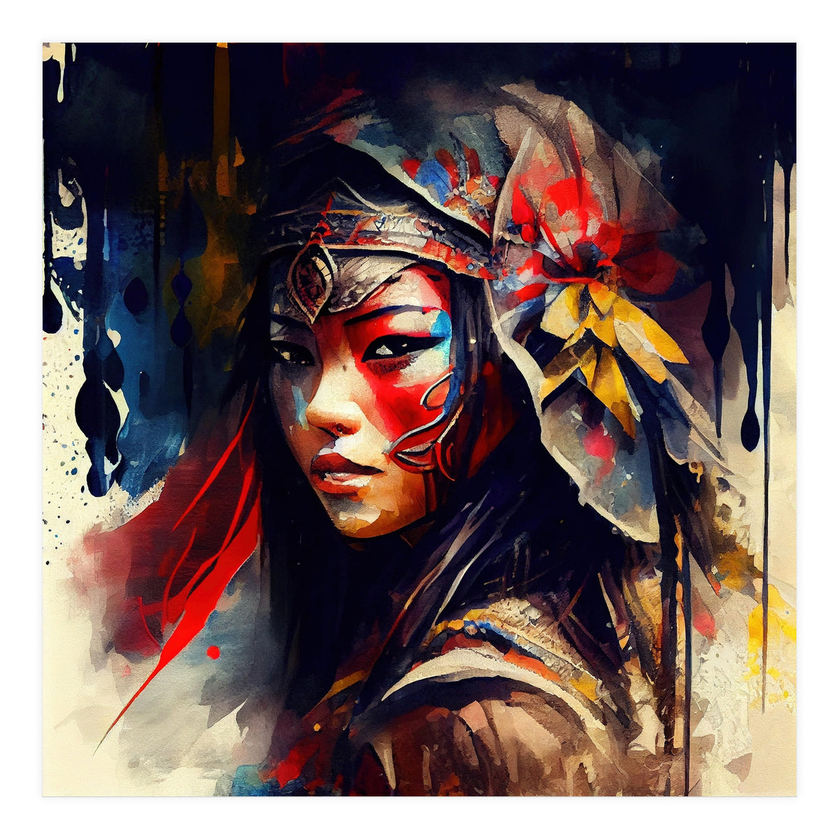 Powerful Asian Warrior Woman #2 (Print Only)