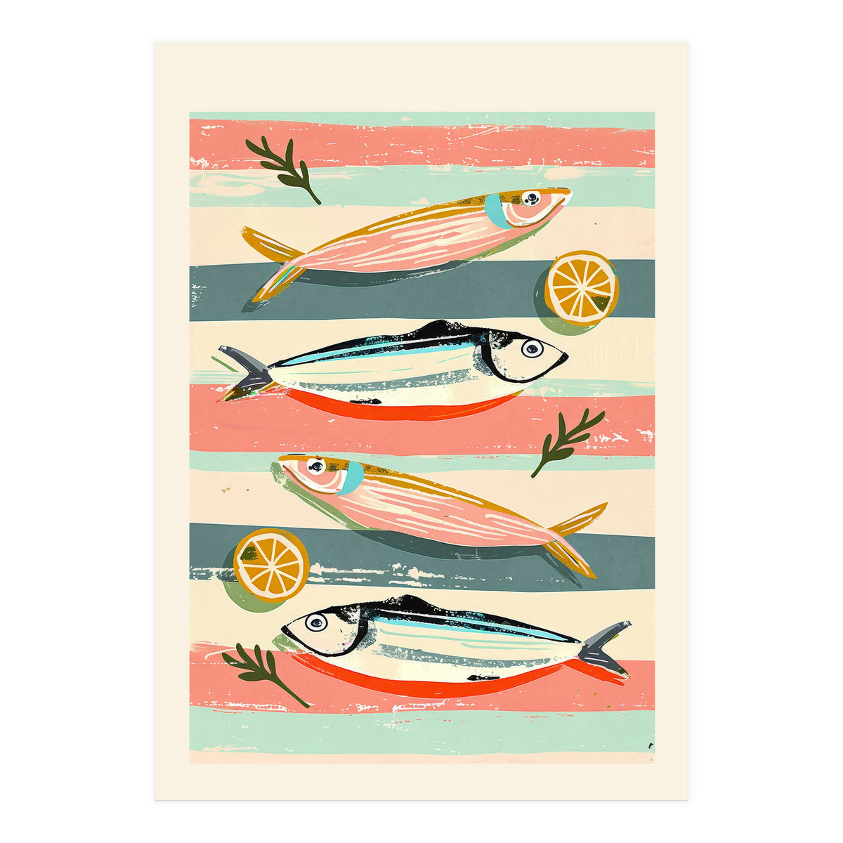 Sardines On Stripes (Print Only)