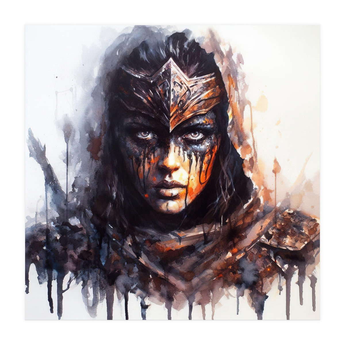 Armored Medieval Warrior Woman (Print Only)