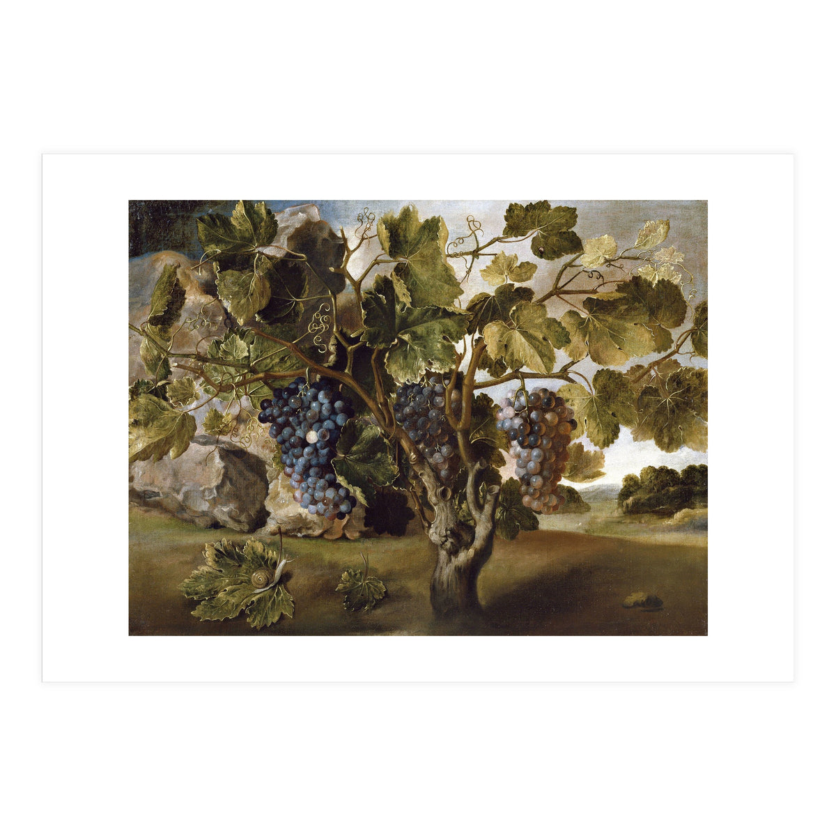 Tomás Hiepes / 'Landscape with a Grapevine', 17th century, Spanish School, Oil on canvas, 67 cm x... (Print Only)