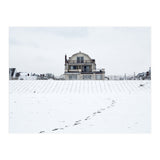 Footprints and house in winter snowscape (Print Only) thumbnail