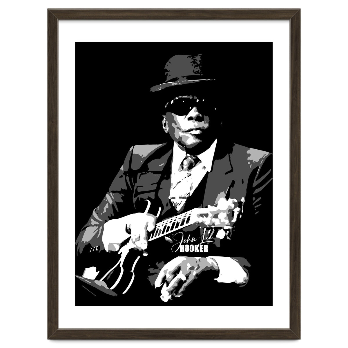 John Lee Hooker American Blues Guitarist in Grayscale