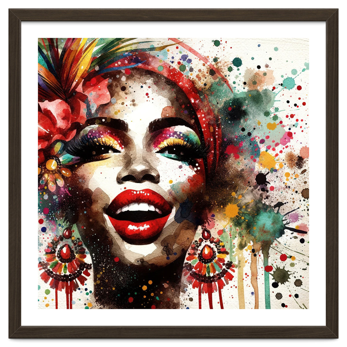 Brazilian Carnival Watercolor Portrait