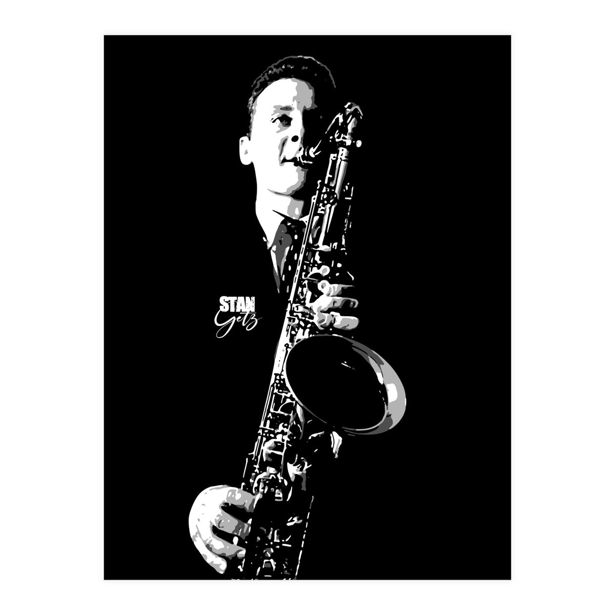 Stan Getz American Jazz Saxophonist in Grayscale (Print Only)