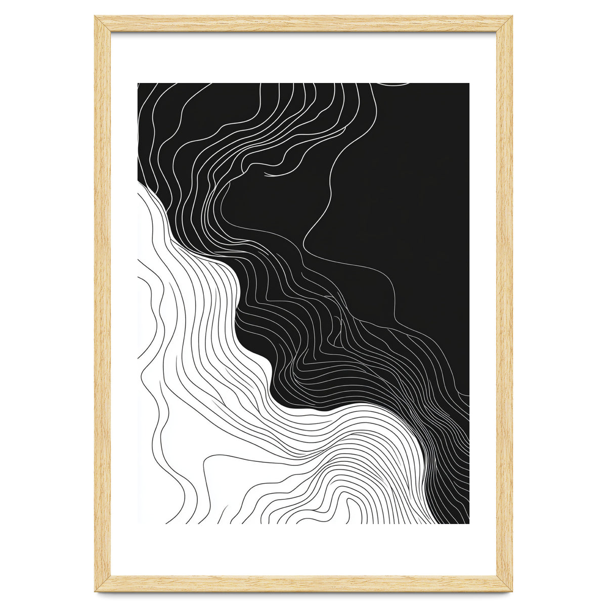 Abstract Black And White Wavy Lines Flowing