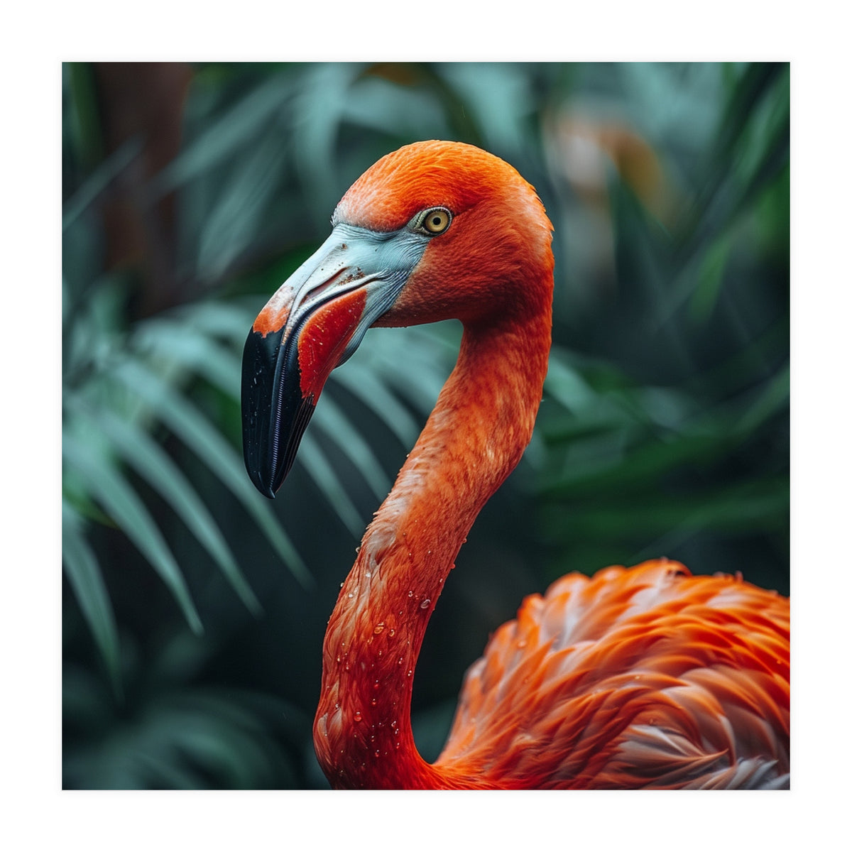Close Up Of A Vibrant Orange Flamingo Bird (Print Only)