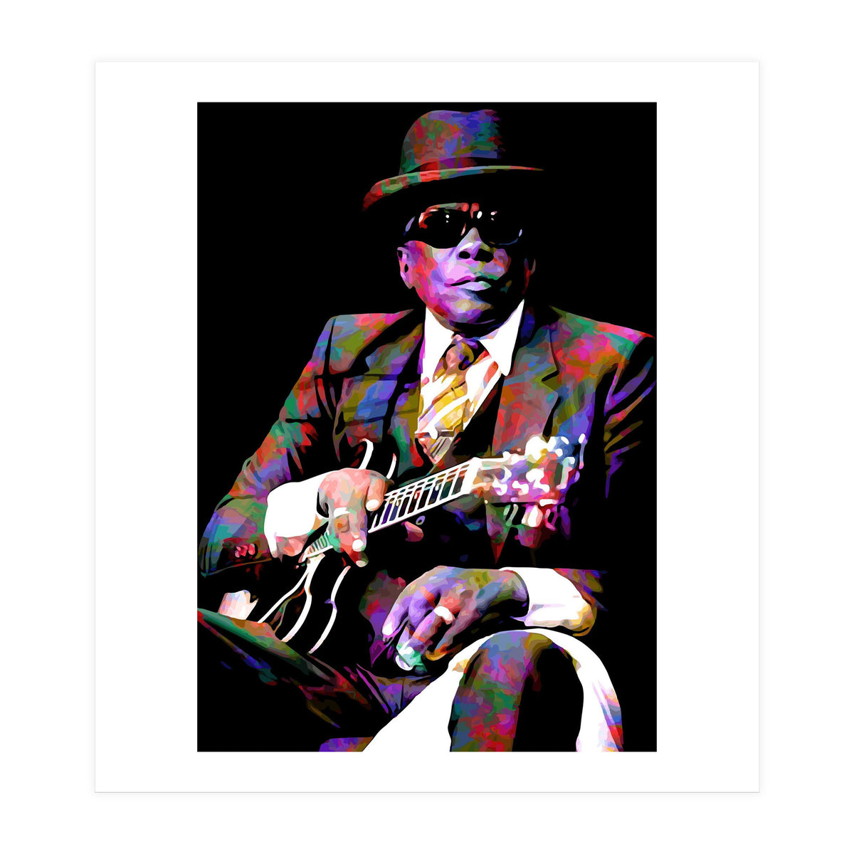 John Lee Hooker American Blues Musician Legend Colorful Art (Print Only)